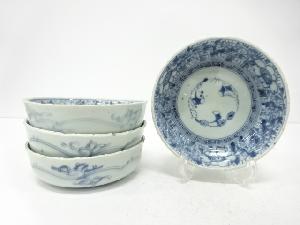 古伊万里　染付　花唐草　平鉢　4客揃